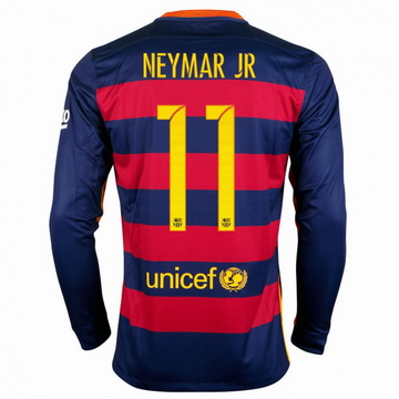 Maillot Barcelone Manche Longue Neymar.Jr Domicile 2015 2016 à Prix Réduit