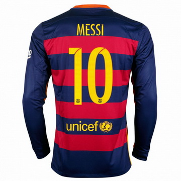 Maillot Barcelone Manche Longue Messi Domicile 2015 2016 Faire un Rabais